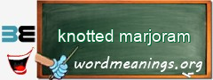 WordMeaning blackboard for knotted marjoram